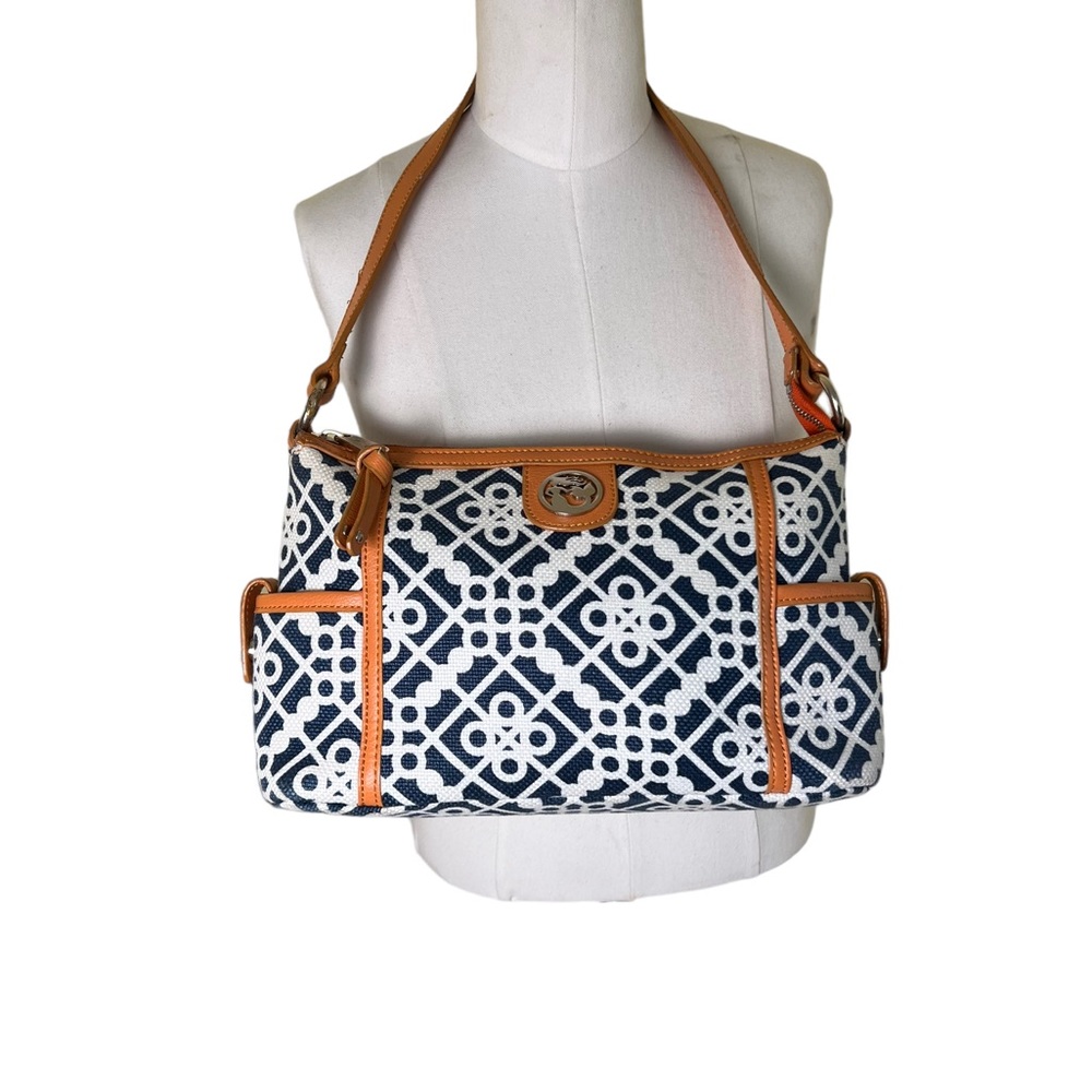 Spartina 449 Daufuskie Island Leather and Linen Shoulder Bag In Blue, White ♠️
